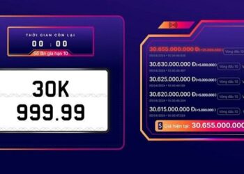 Biển số 30K-999.99 được đấu giá lại hơn 30 tỷ đồng
